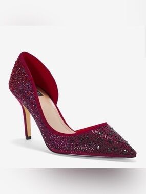 WHBM Ella Grenadine D’Orsay Rhinestone Heels 7.5